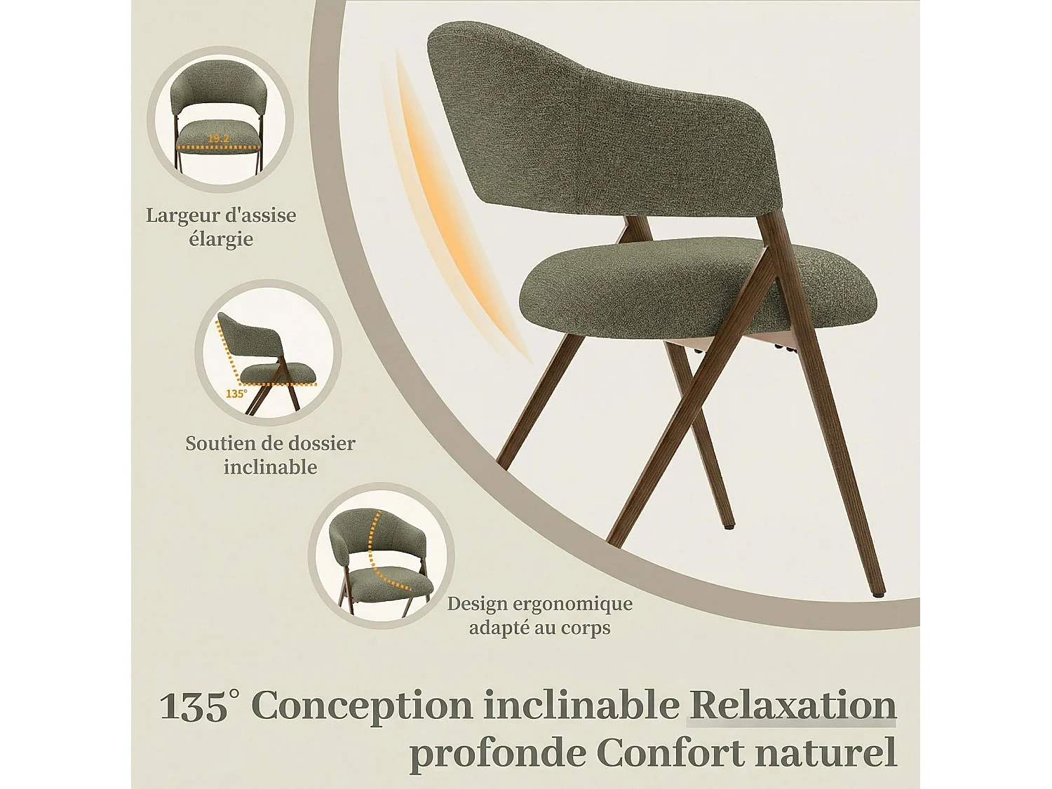 Set van 2 Eetkamerstoelen – Ergonomisch en Comfortabel Ontwerp, Vintage Stijl, Stoffen Groen