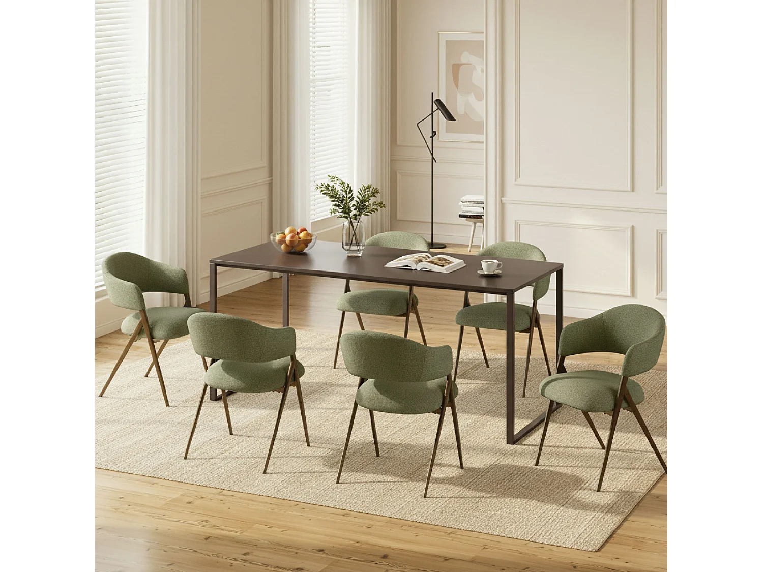 2er-Set Esszimmerstühle – Ergonomisches und komfortables Design, Vintage-Stil, Stoff Grün