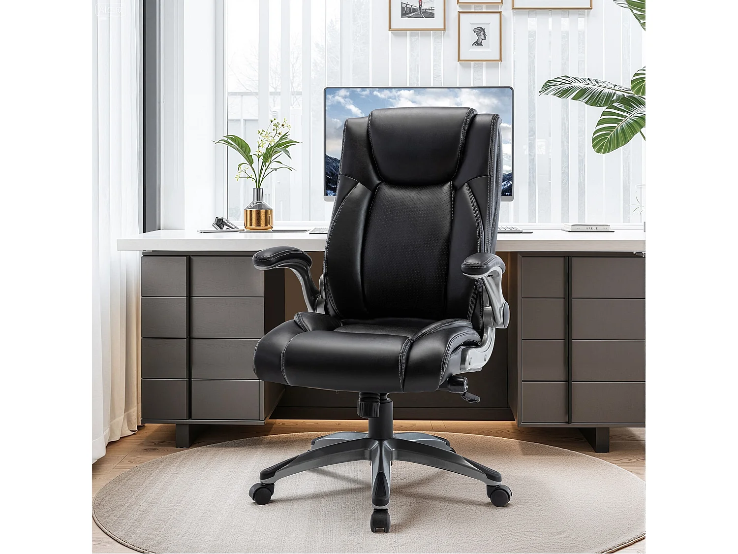 Chaise de bureau - chaise de bureau ergonomique - Fauteuil de direction pivotant, capacité de charge de 150 kg - Noir