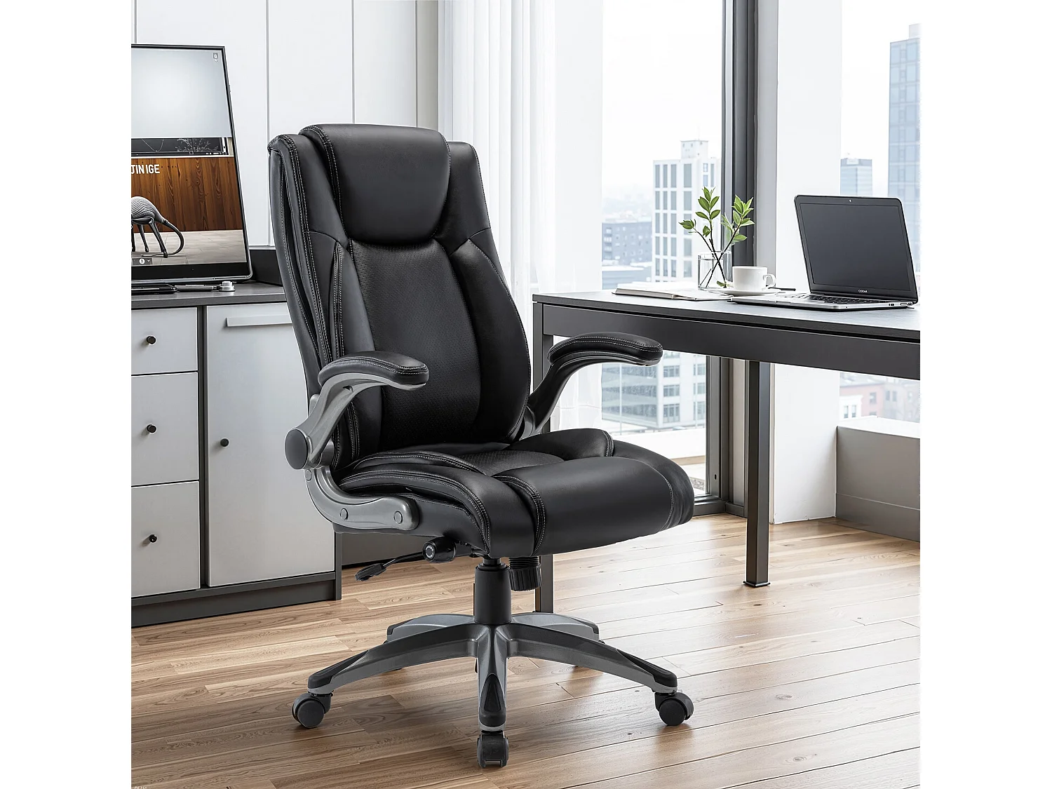 Chaise de bureau - chaise de bureau ergonomique - Fauteuil de direction pivotant, capacité de charge de 150 kg - Noir