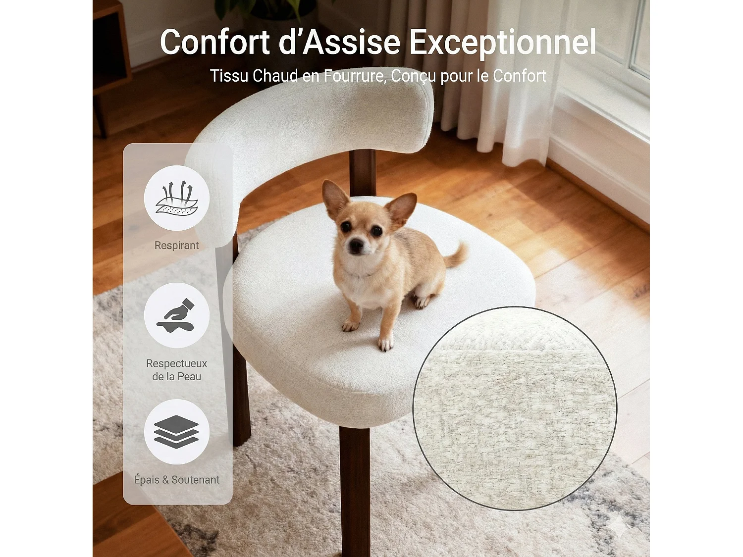 Lot 2 Chaises de salle à manger en bois massif – design épuré et chaleureux - Beige