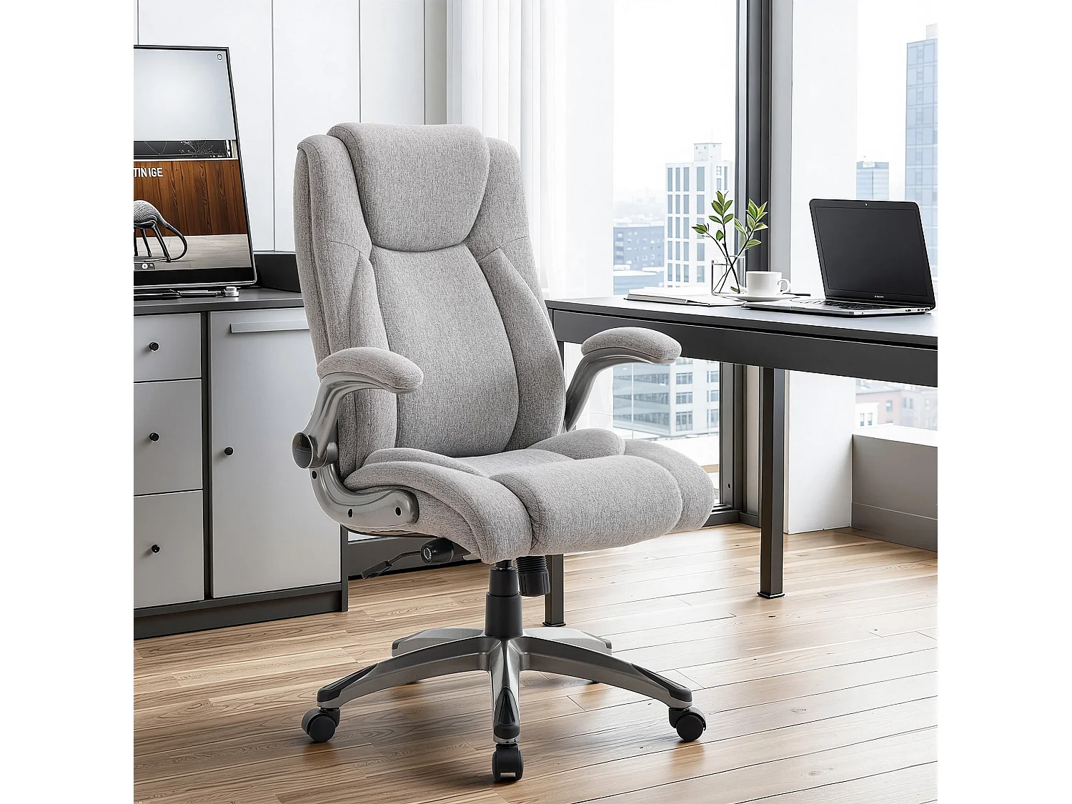 Chaise de bureau - chaise de bureau ergonomique - Fauteuil de direction pivotant, capacité de charge de 150 kg - Gris
