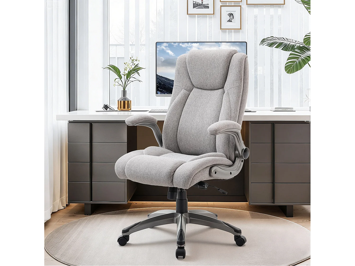 Chaise de bureau - chaise de bureau ergonomique - Fauteuil de direction pivotant, capacité de charge de 150 kg - Gris