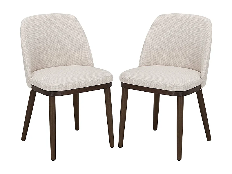 Lot de 2 Chaises de Salle à Manger – Chaises Design Confortables en Tissu avec Pieds en Bois Massif, Idéales pour Salon, Cuisine ou Salle à Manger - Beige