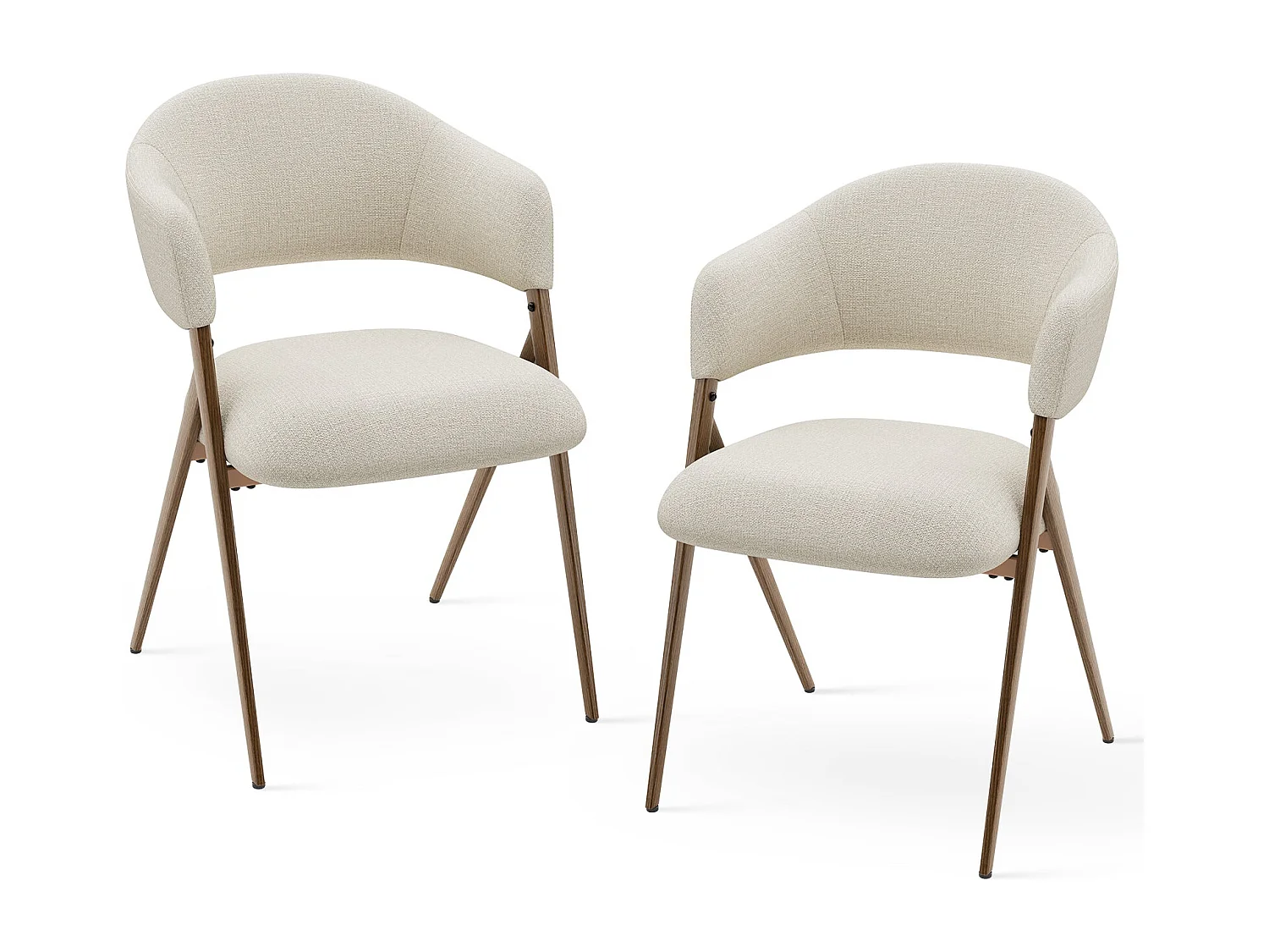 Lot de 2 Chaises de Salle à Manger – Design Ergonomique et Confortable, Style Vintage, Tissu Beige
