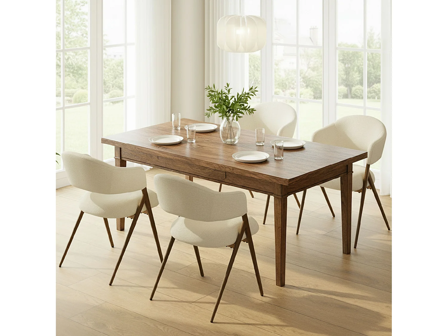 2er-Set Esszimmerstühle – Ergonomisches und komfortables Design, Vintage-Stil, Stoff Beige