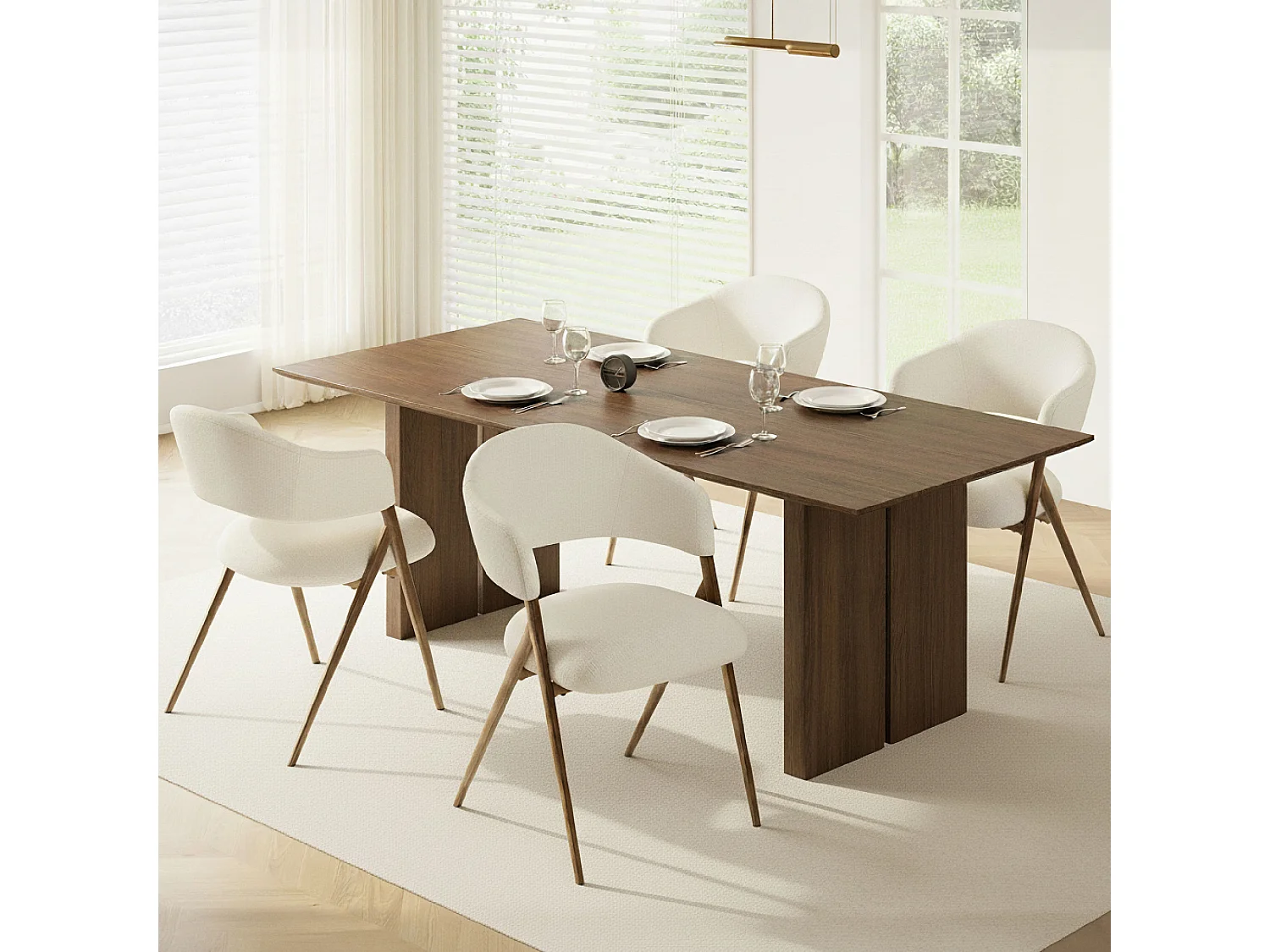 2er-Set Esszimmerstühle – Ergonomisches und komfortables Design, Vintage-Stil, Stoff Beige