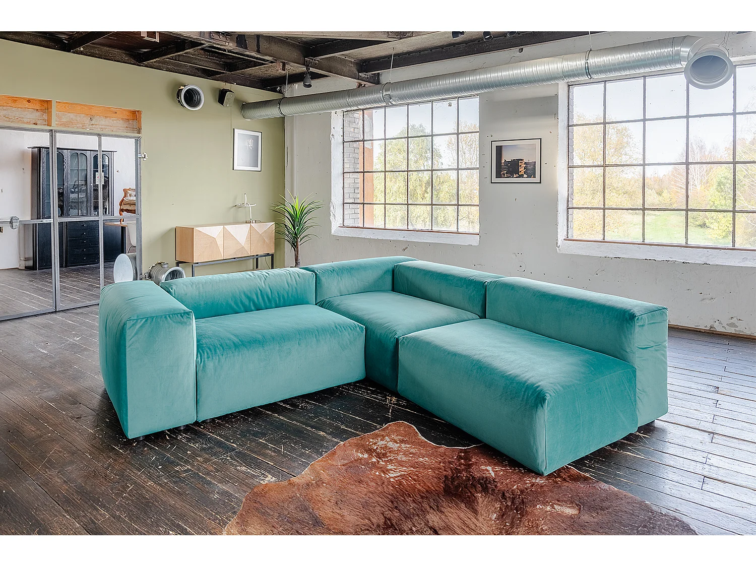Divano modulare - verde velluto - MIA