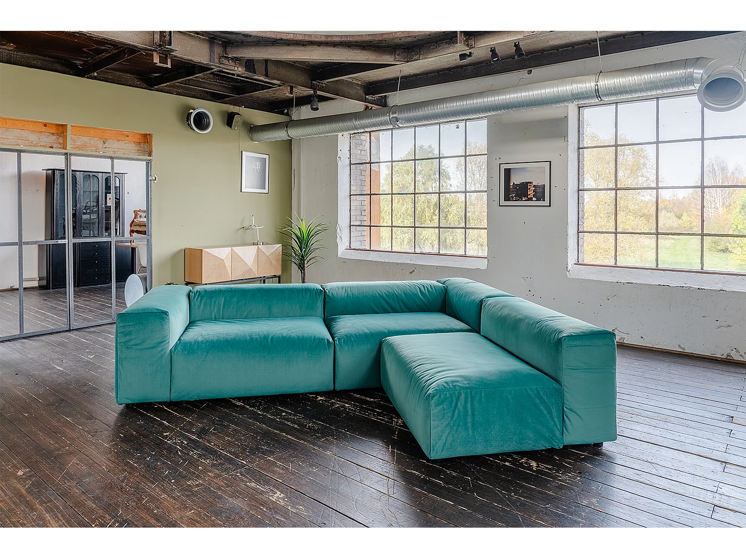 Divano modulare - verde velluto - MIA