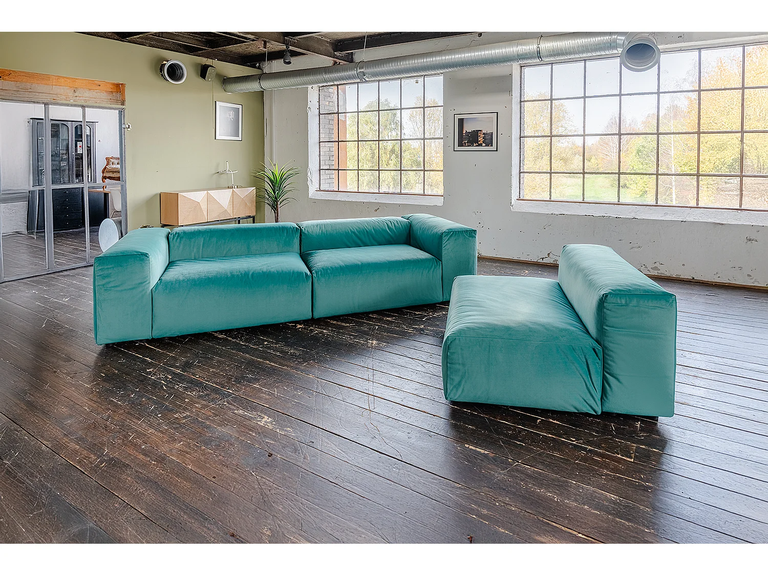 Divano modulare - verde velluto - MIA