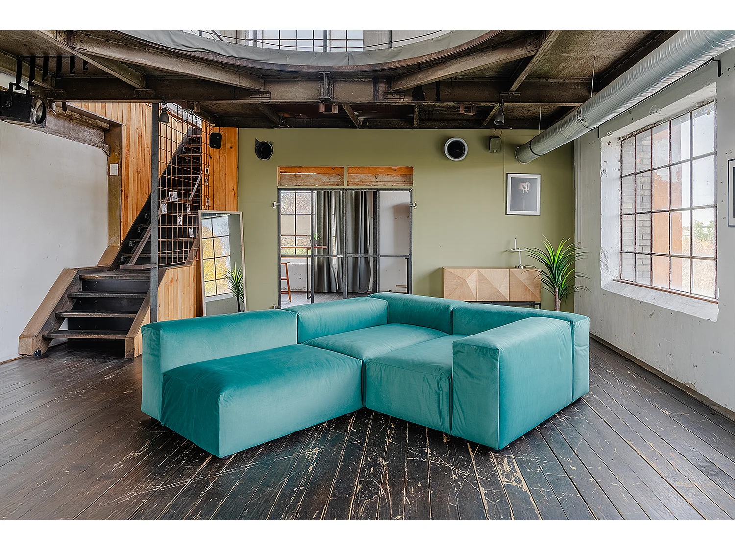 Divano modulare - verde velluto - MIA