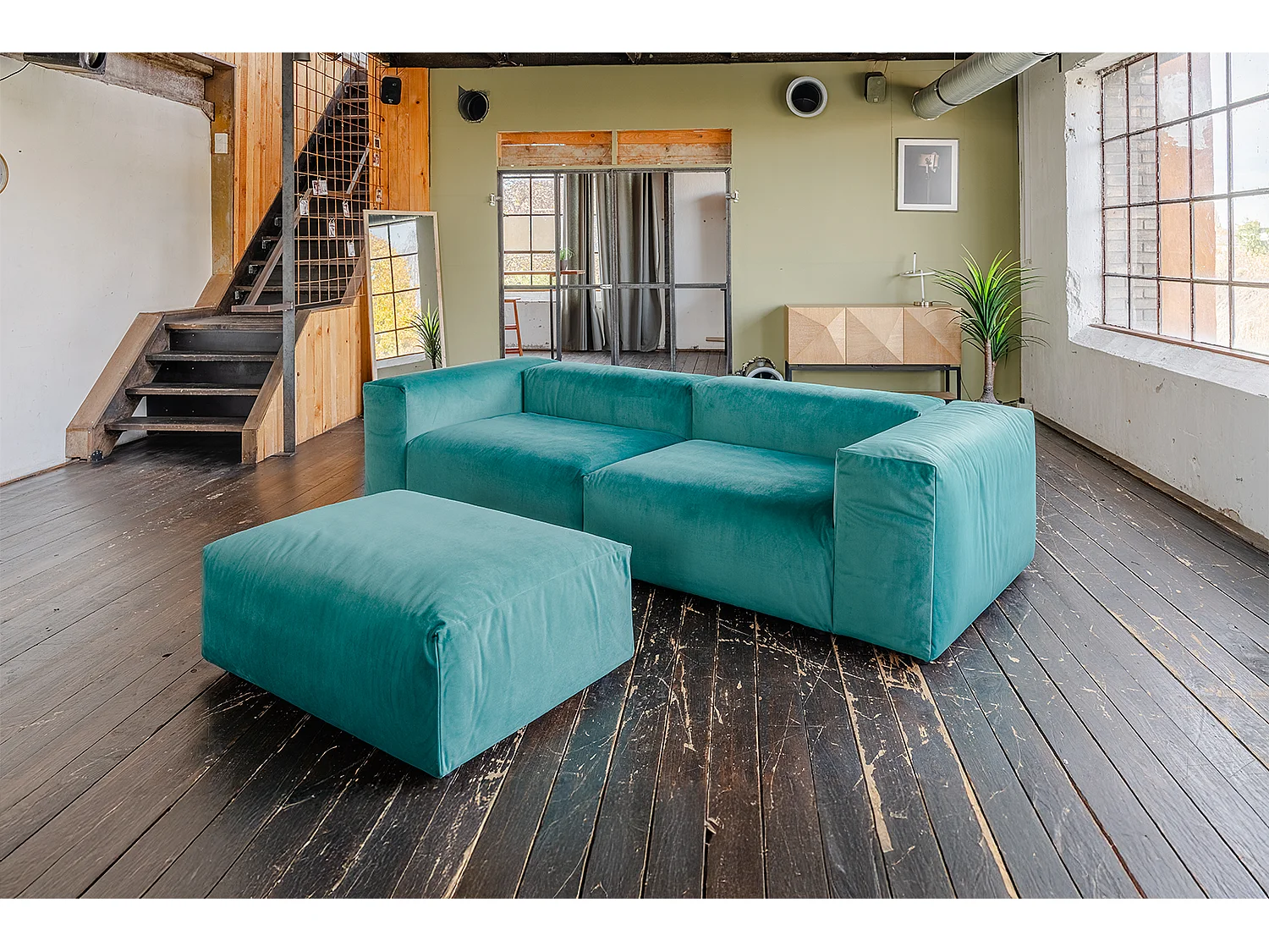 Divano modulare - verde velluto - MIA