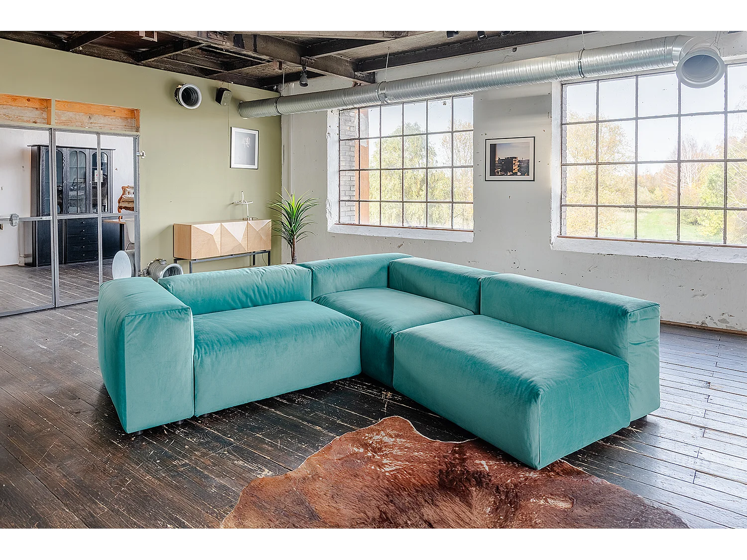 Divano modulare - verde velluto - MIA