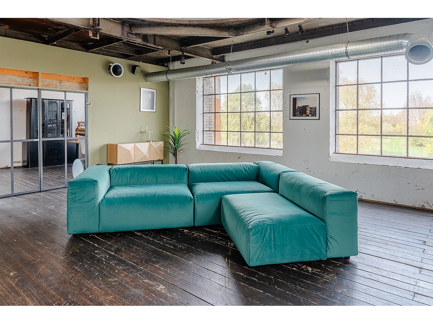 Divano modulare - verde velluto - MIA