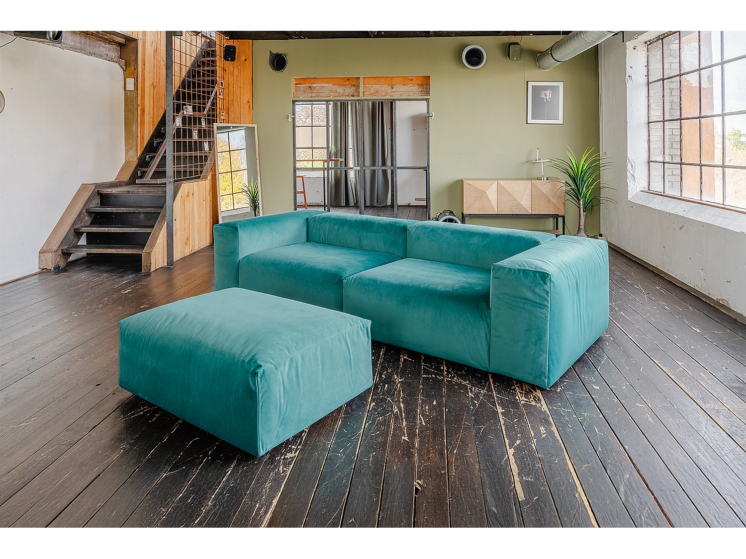 Divano modulare - verde velluto - MIA