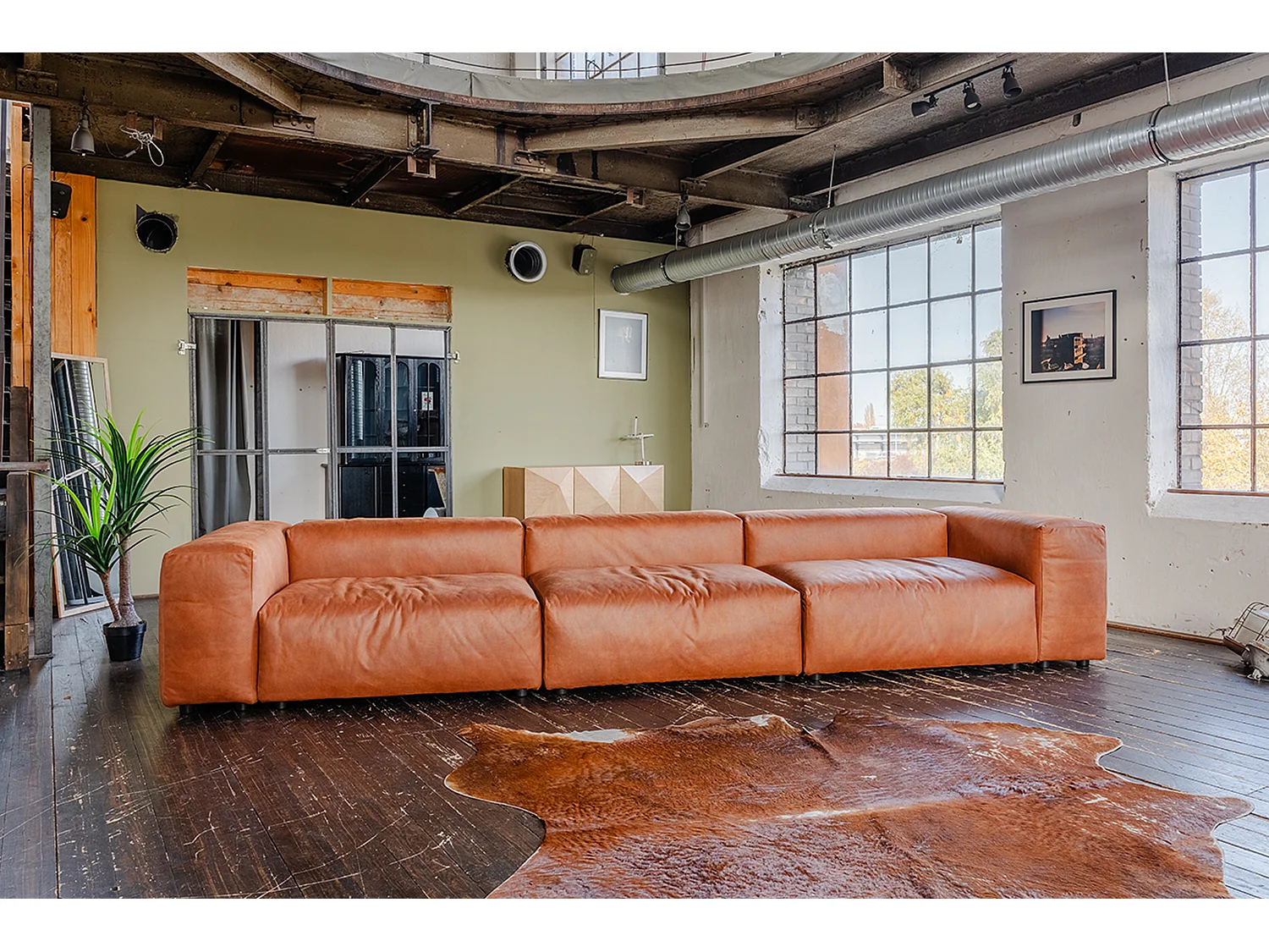 Canapé modulaire - marron Tissu en fibres de cuir - MIA