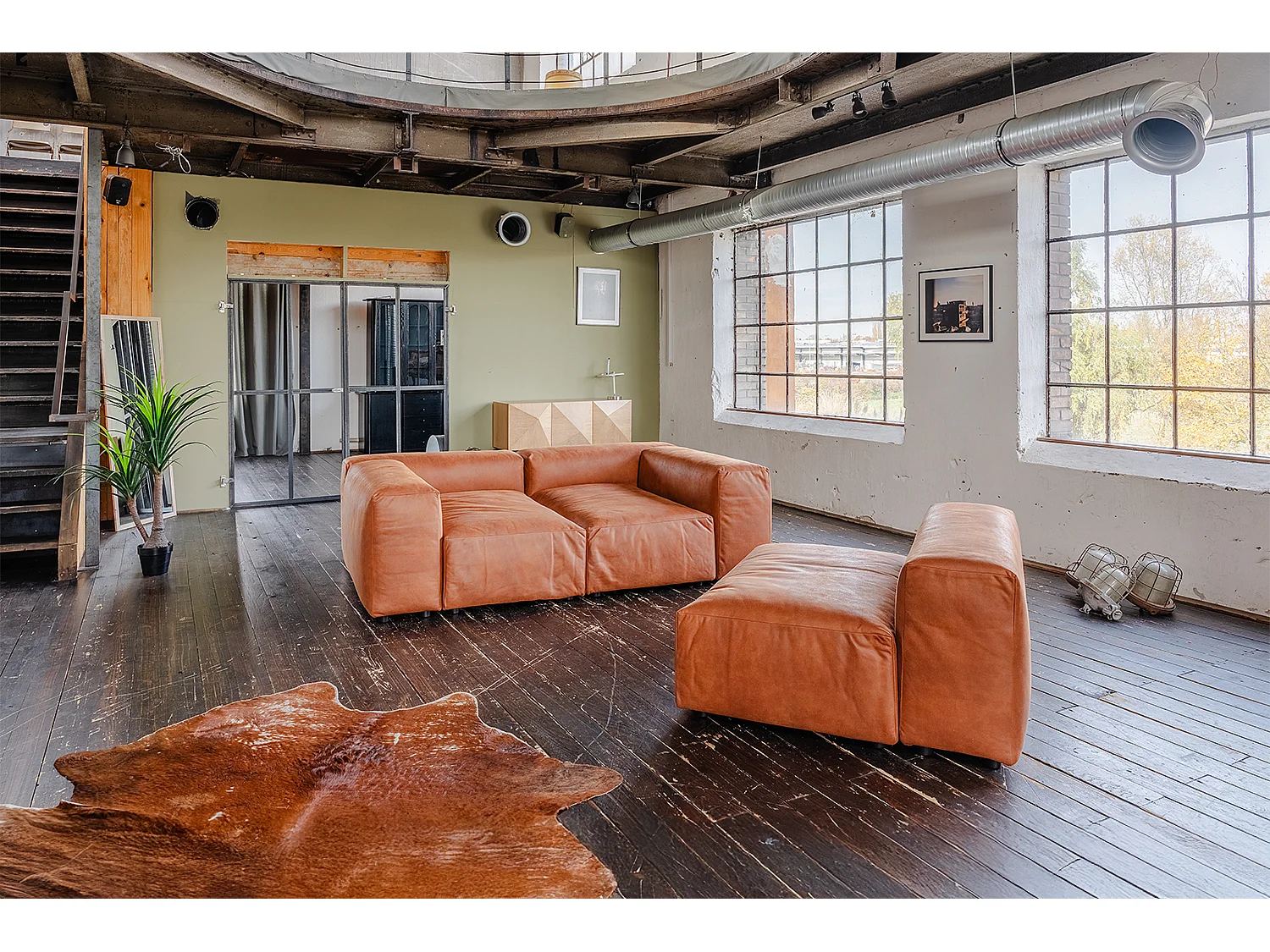 Canapé modulaire - marron Tissu en fibres de cuir - MIA