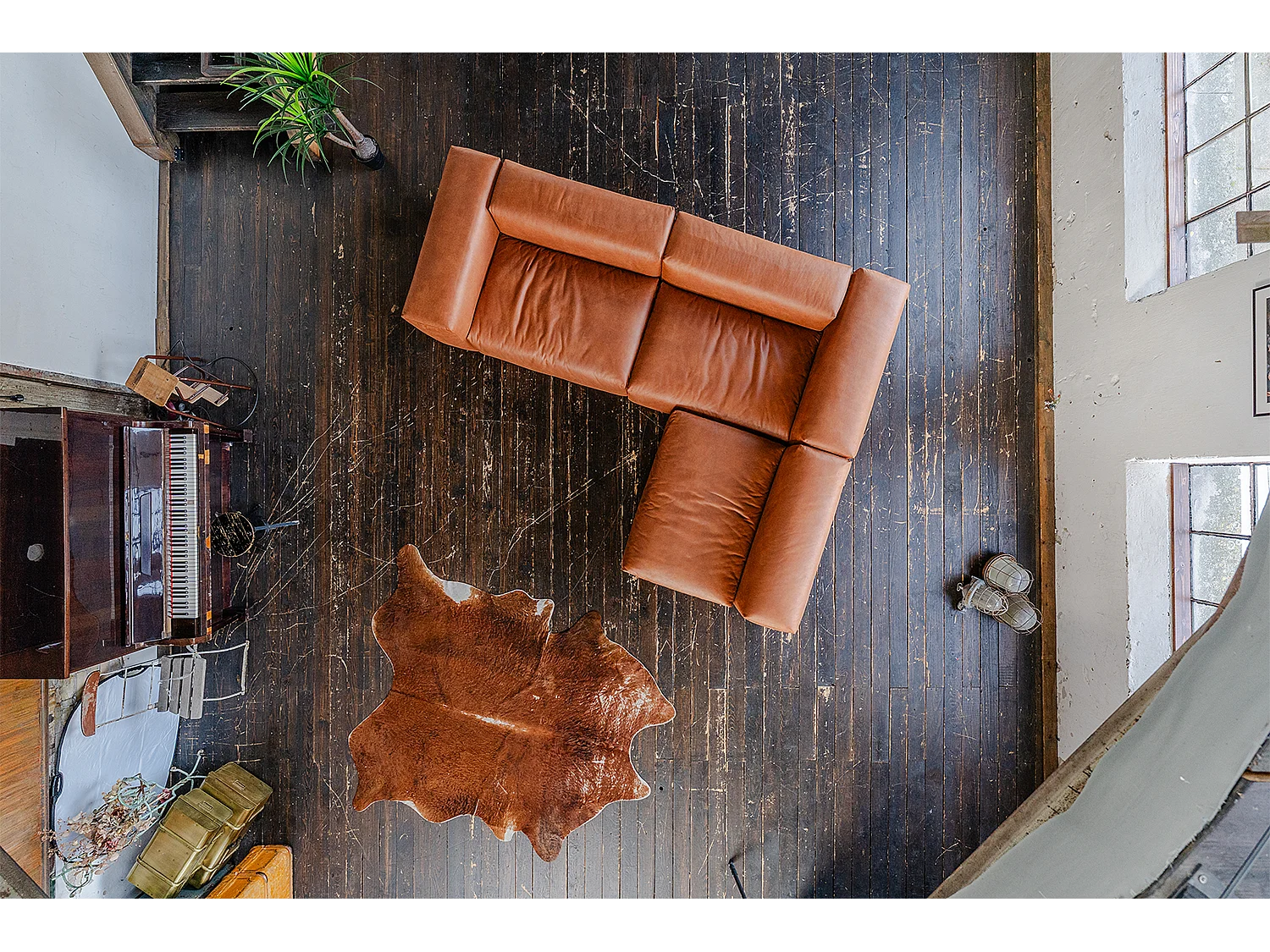 Modulares Sofa - Braun Lederfaserstoff - MIA