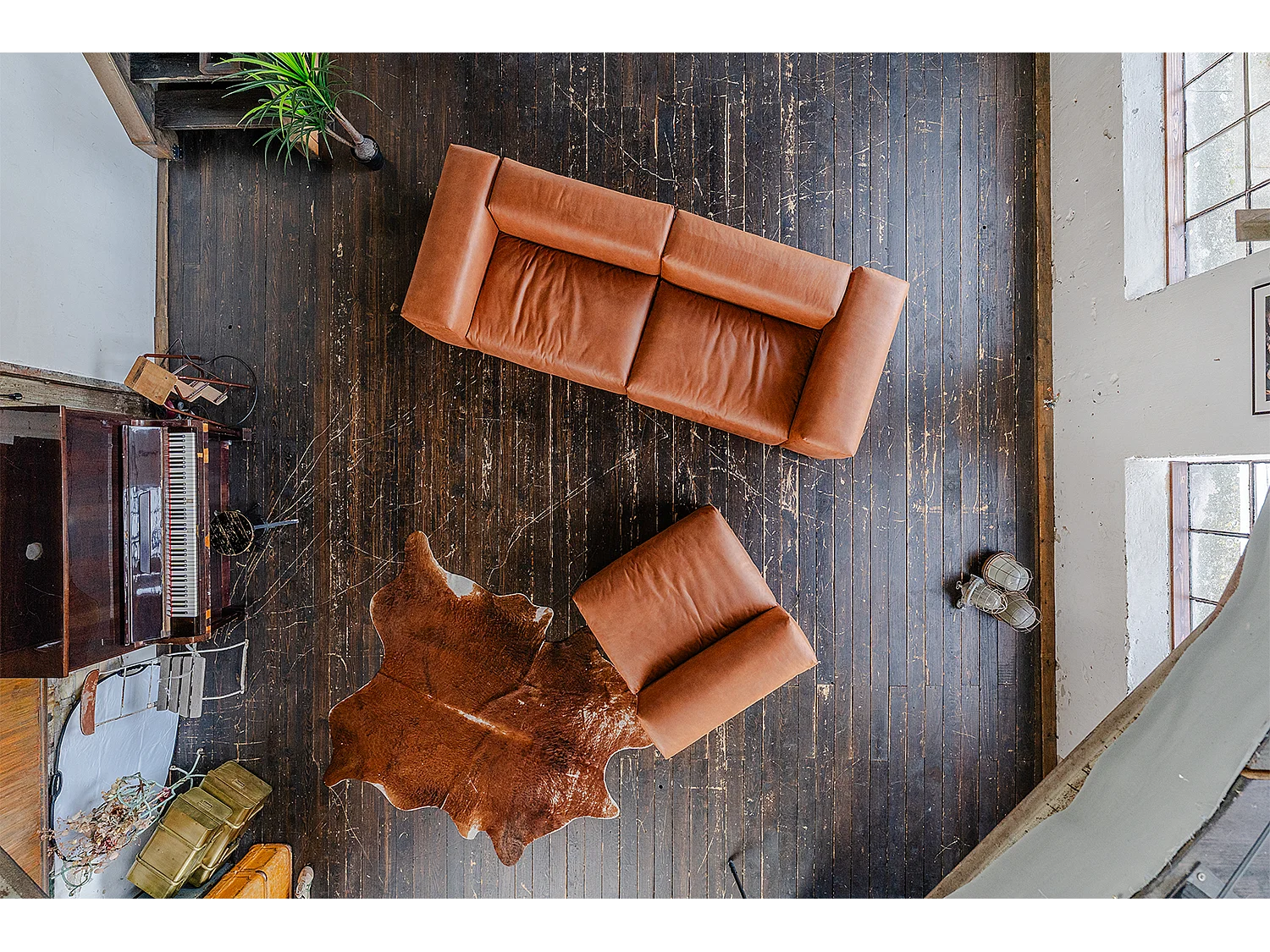 Modulares Sofa - Braun Lederfaserstoff - MIA