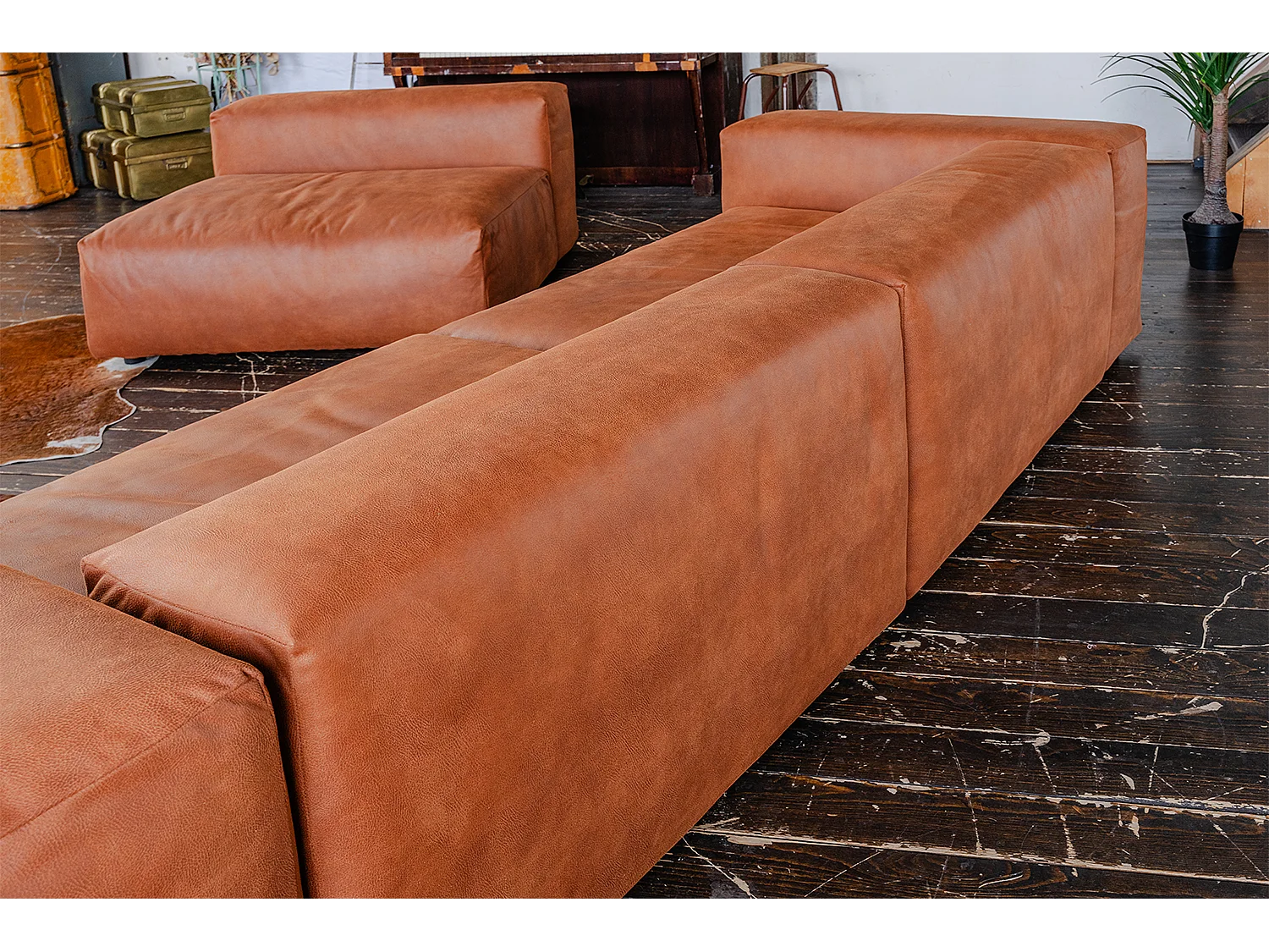 Modulares Sofa - Braun Lederfaserstoff - MIA