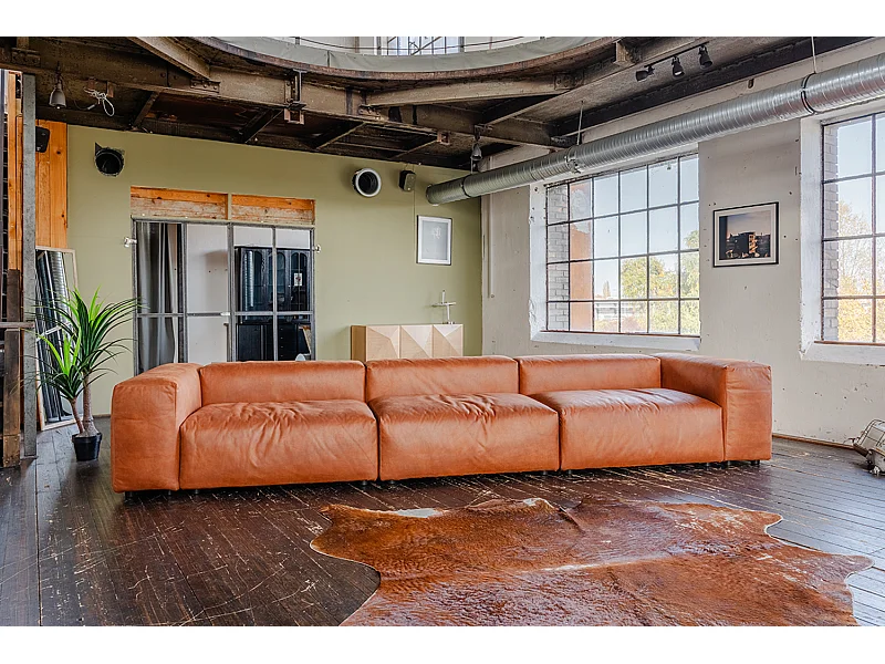 Canapé modulaire - marron Tissu en fibres de cuir - MIA