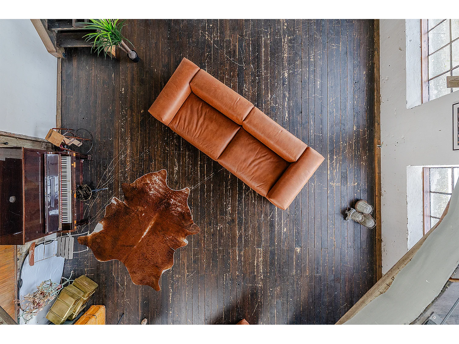 Canapé modulaire - marron Tissu en fibres de cuir - MIA