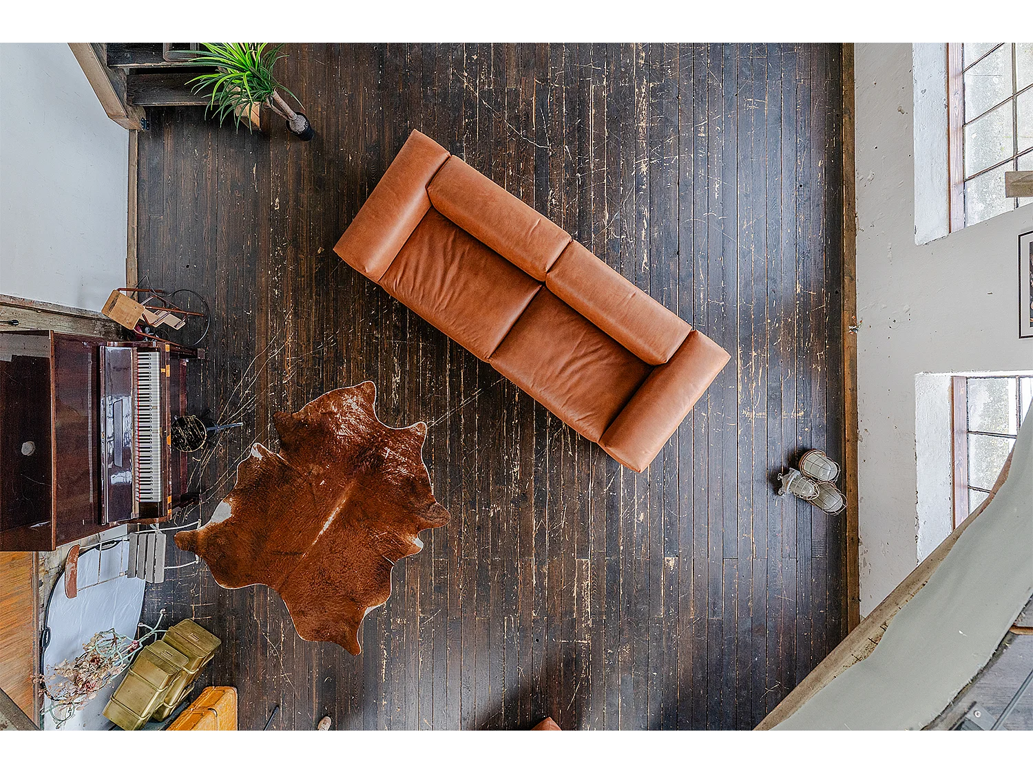 Canapé modulaire - marron Tissu en fibres de cuir - MIA