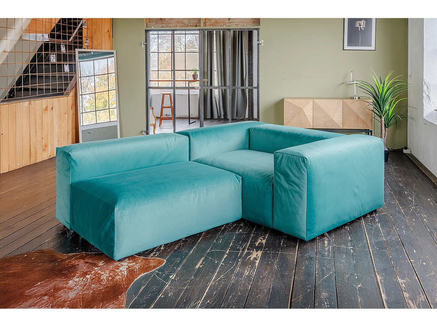 Divano modulare - verde velluto - MIA