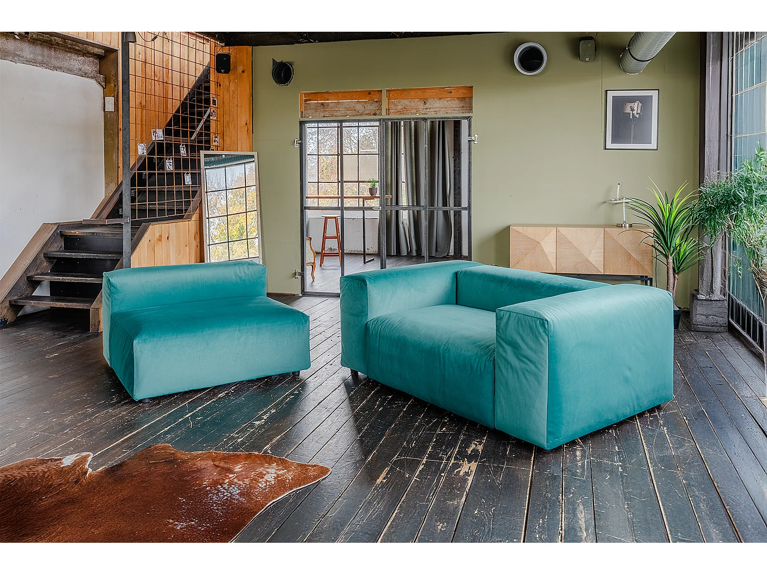 Divano modulare - verde velluto - MIA