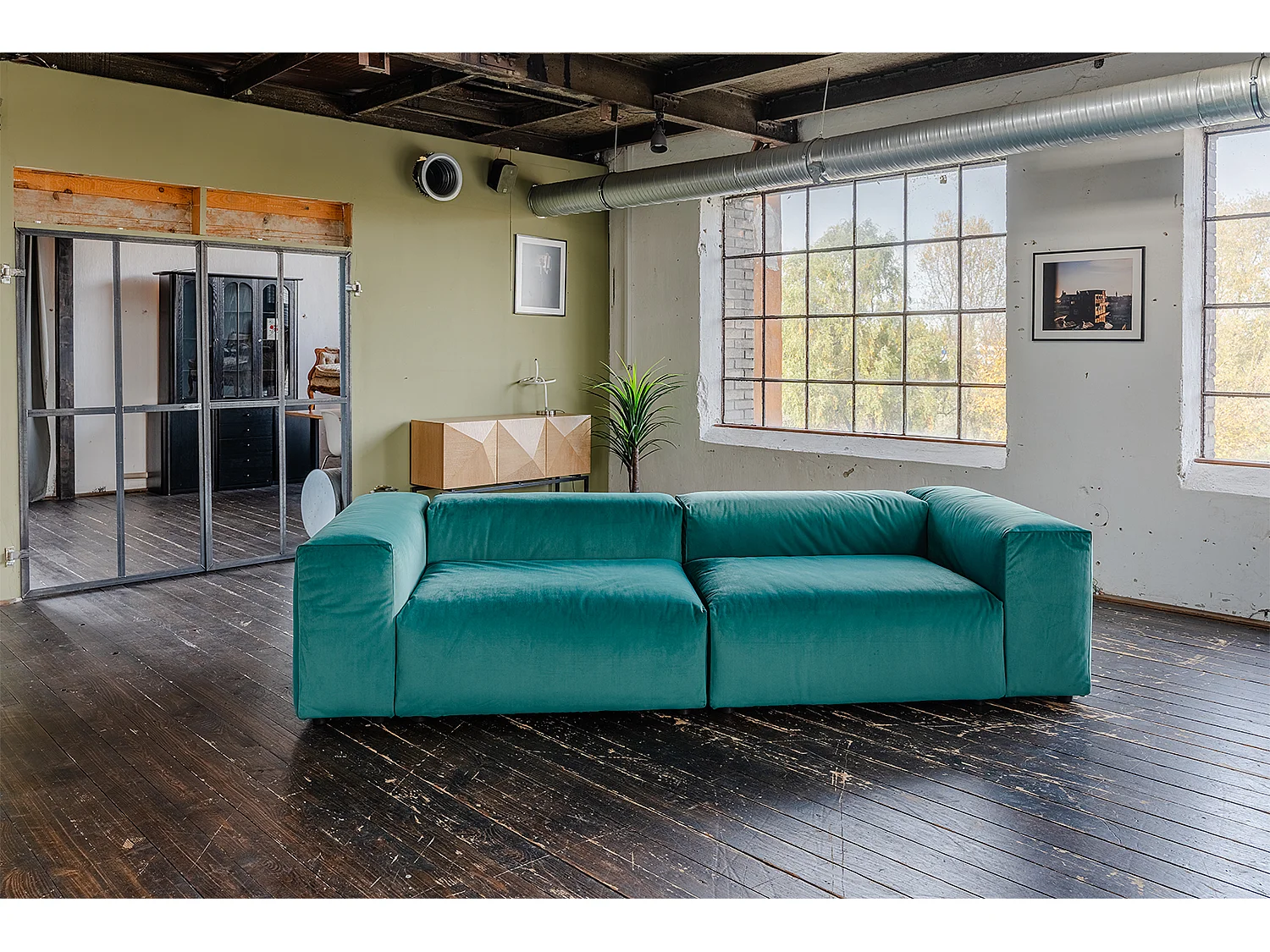 Divano modulare - verde velluto - MIA