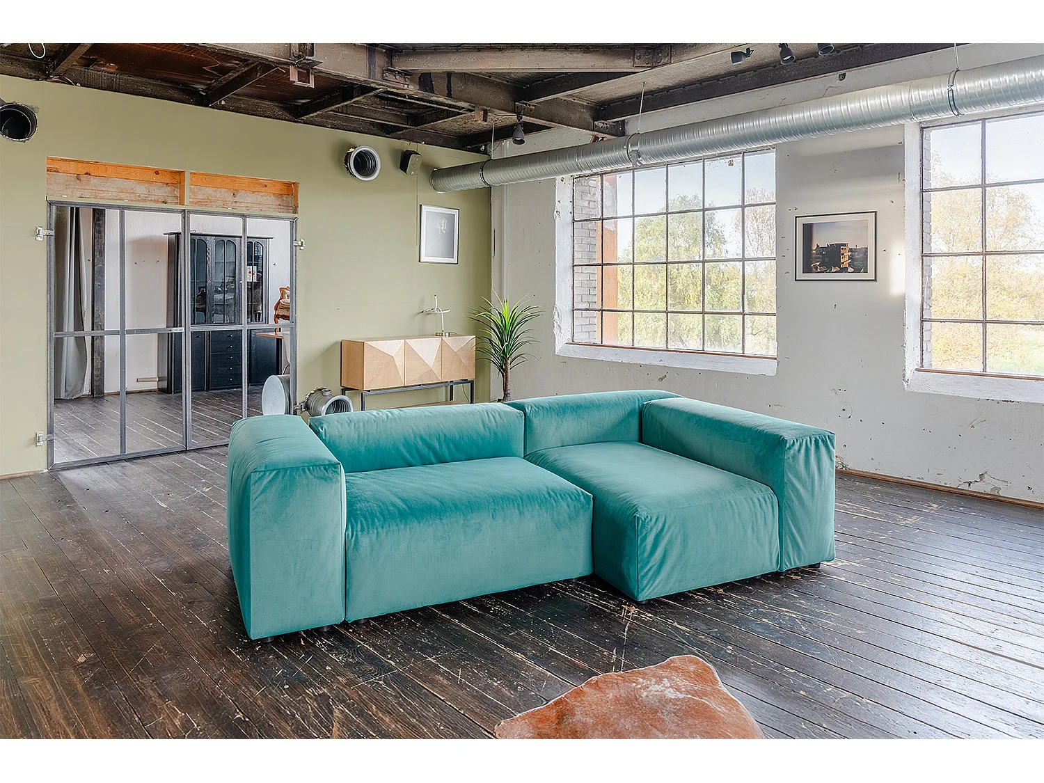 Divano modulare - verde velluto - MIA