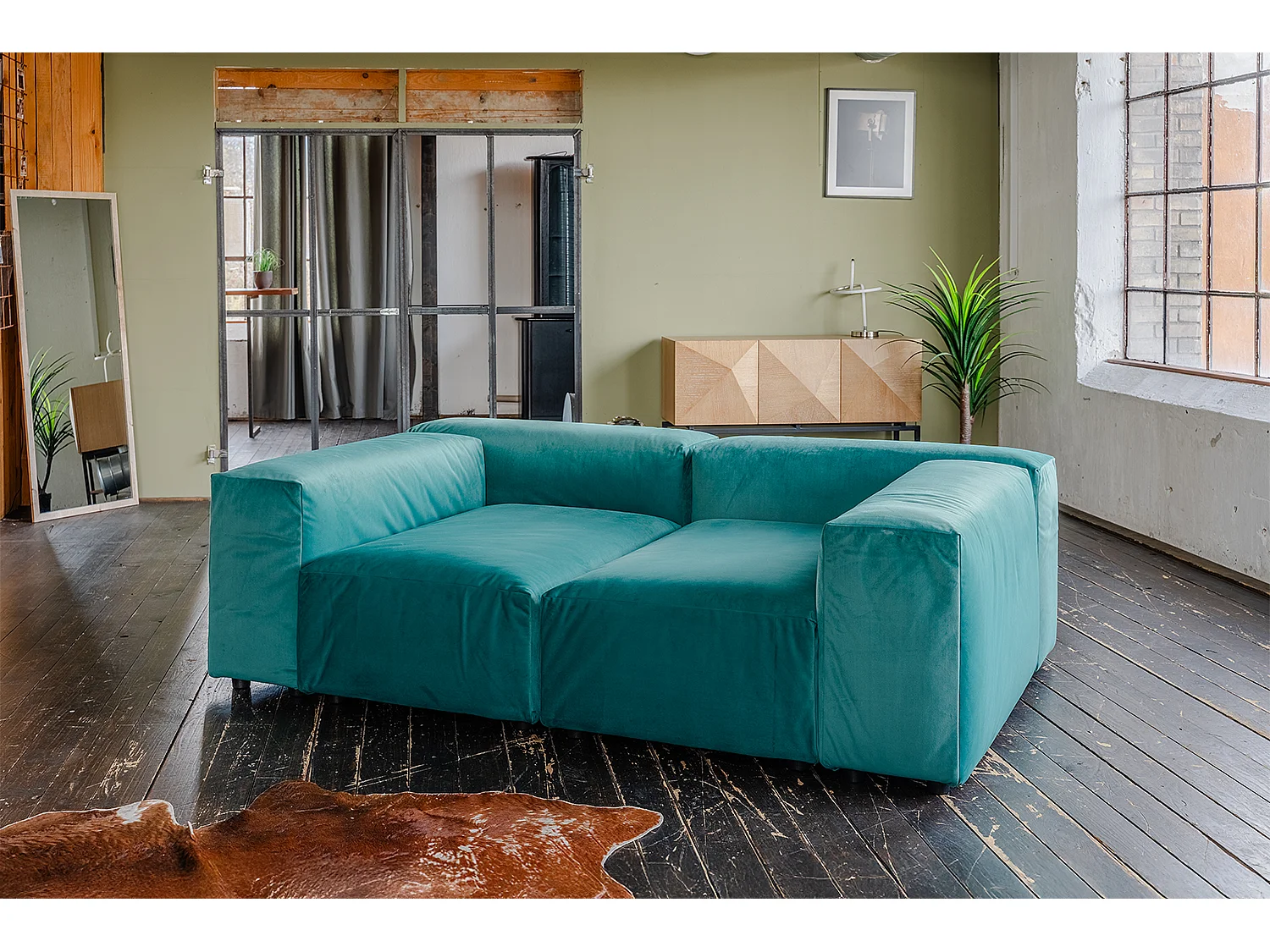 Divano modulare - verde velluto - MIA