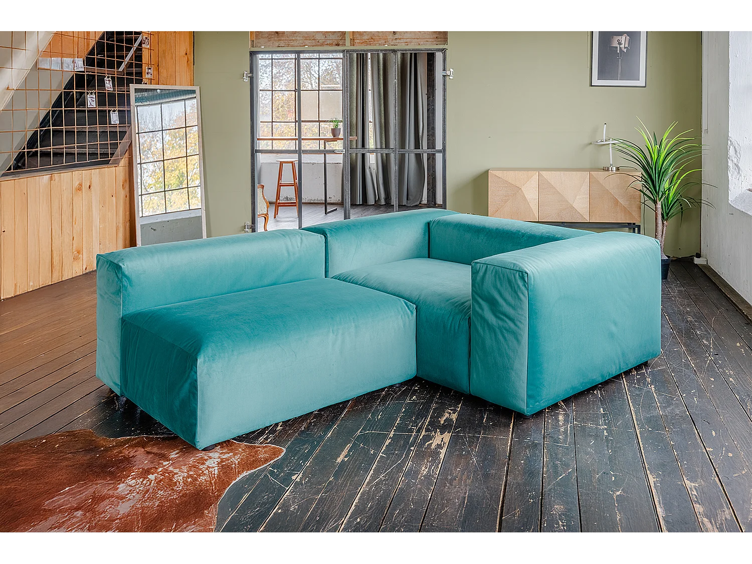 Divano modulare - verde velluto - MIA