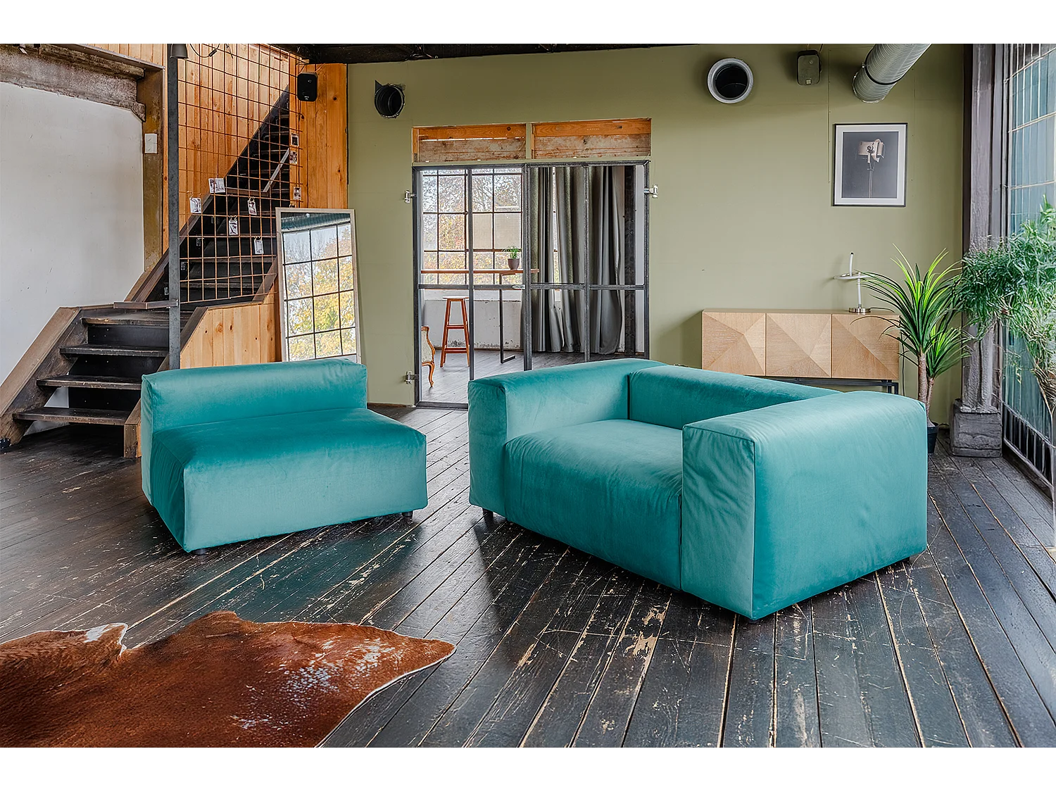 Divano modulare - verde velluto - MIA