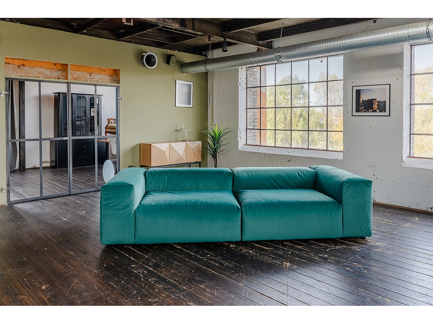 Divano modulare - verde velluto - MIA