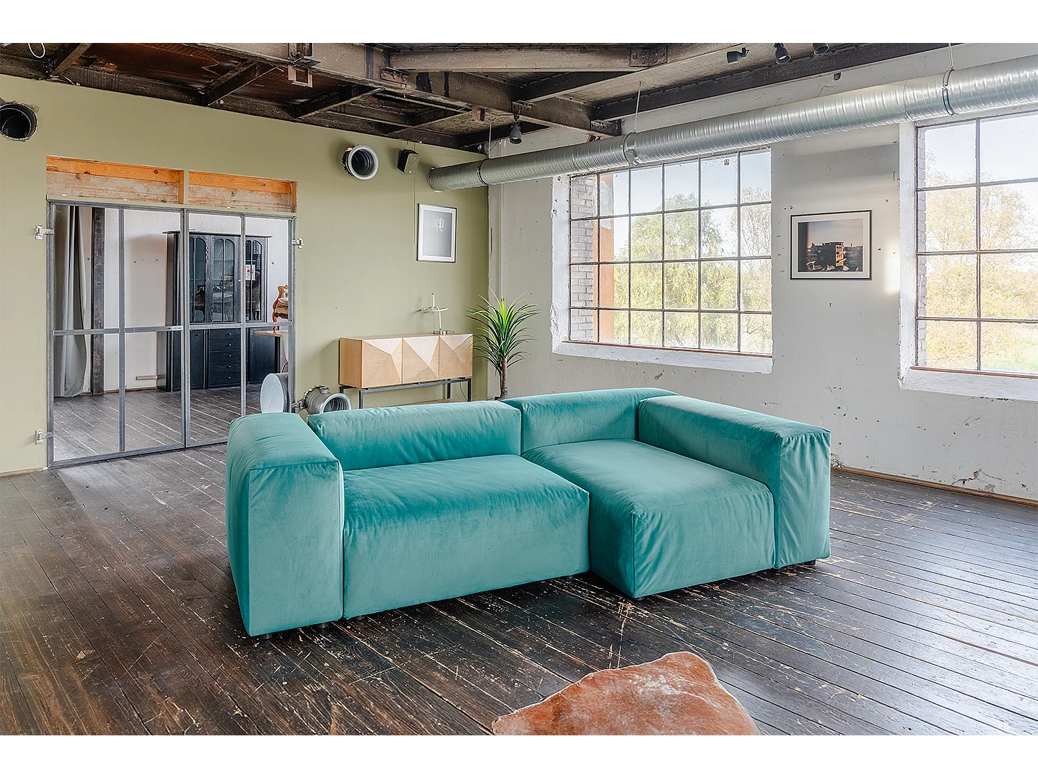 Divano modulare - verde velluto - MIA