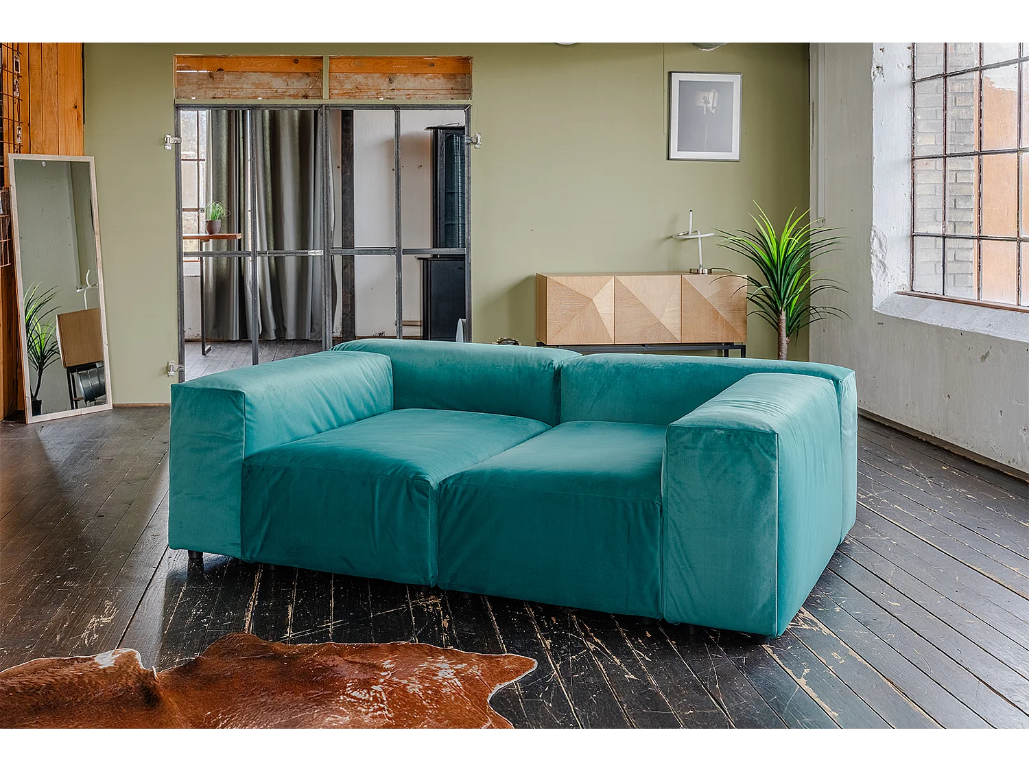 Divano modulare - verde velluto - MIA