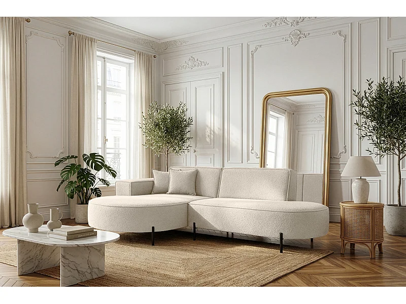 Canapé d'angle Parma Studio Hills, pour salon, tissu Quelle, gauche, crème (02)