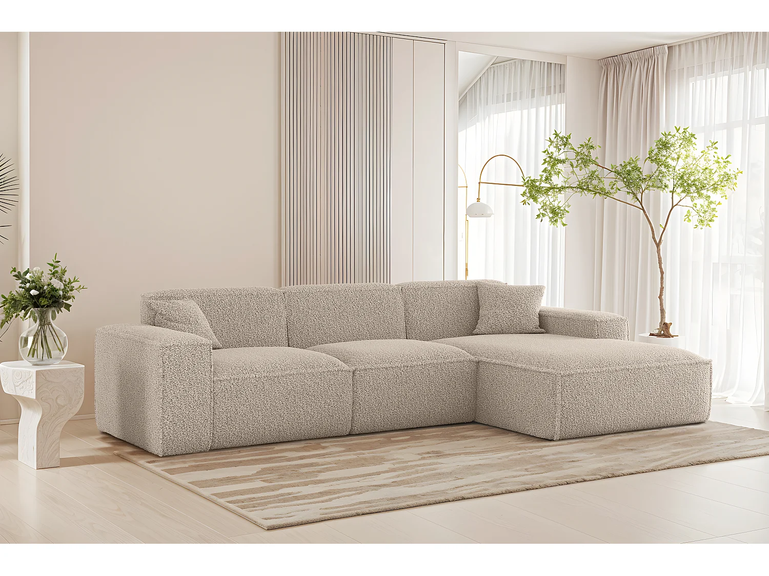 Hoekbank Luga L rechts, stof Sven 28 truffel