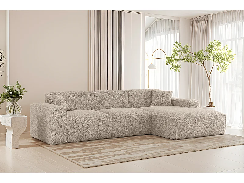 Canapé d'angle Luga L droit, tissu Sven 28 truffes