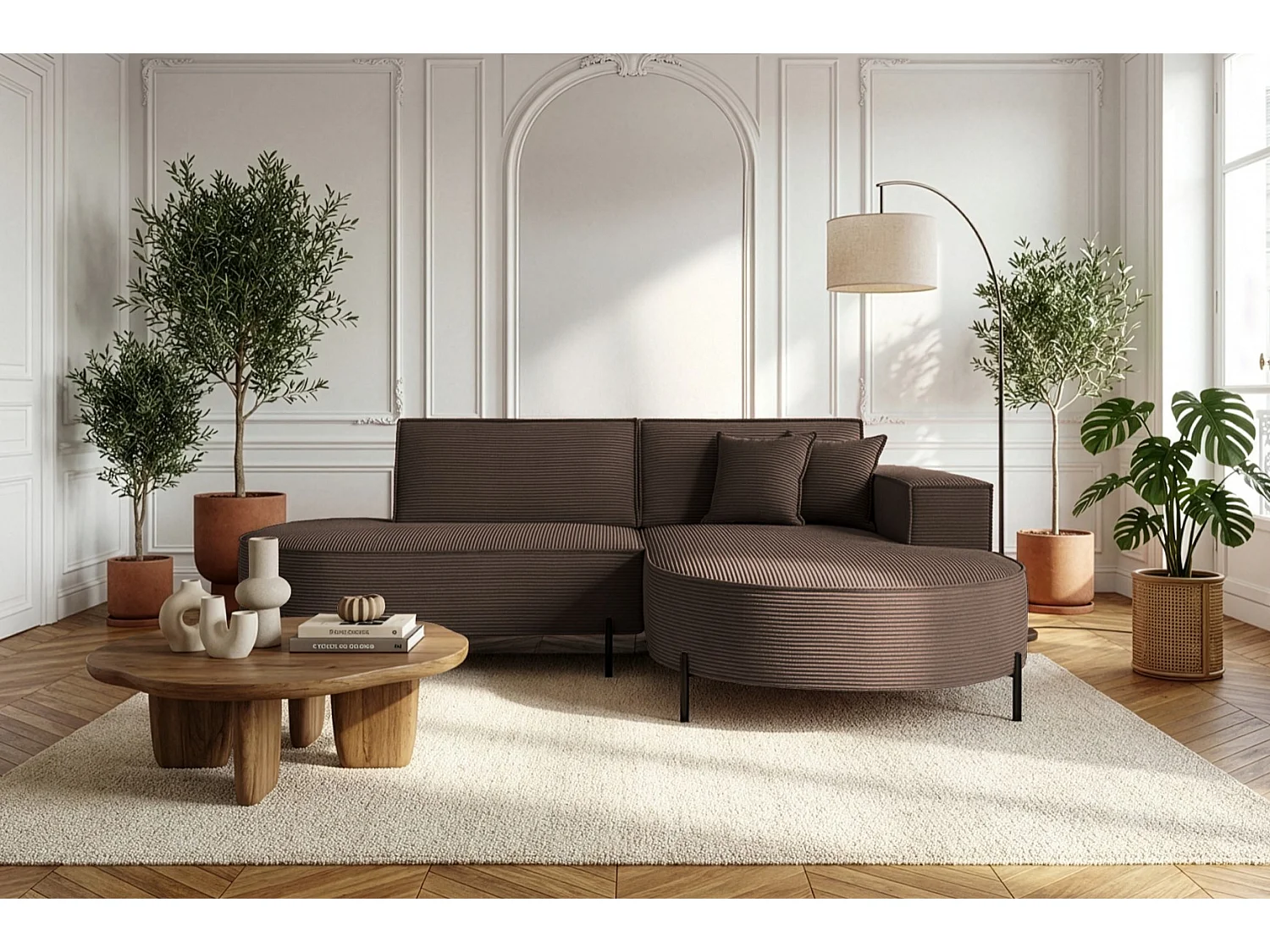 Hoekbank Parma Studio Hills, stof Poso, rechts, bruin (06)