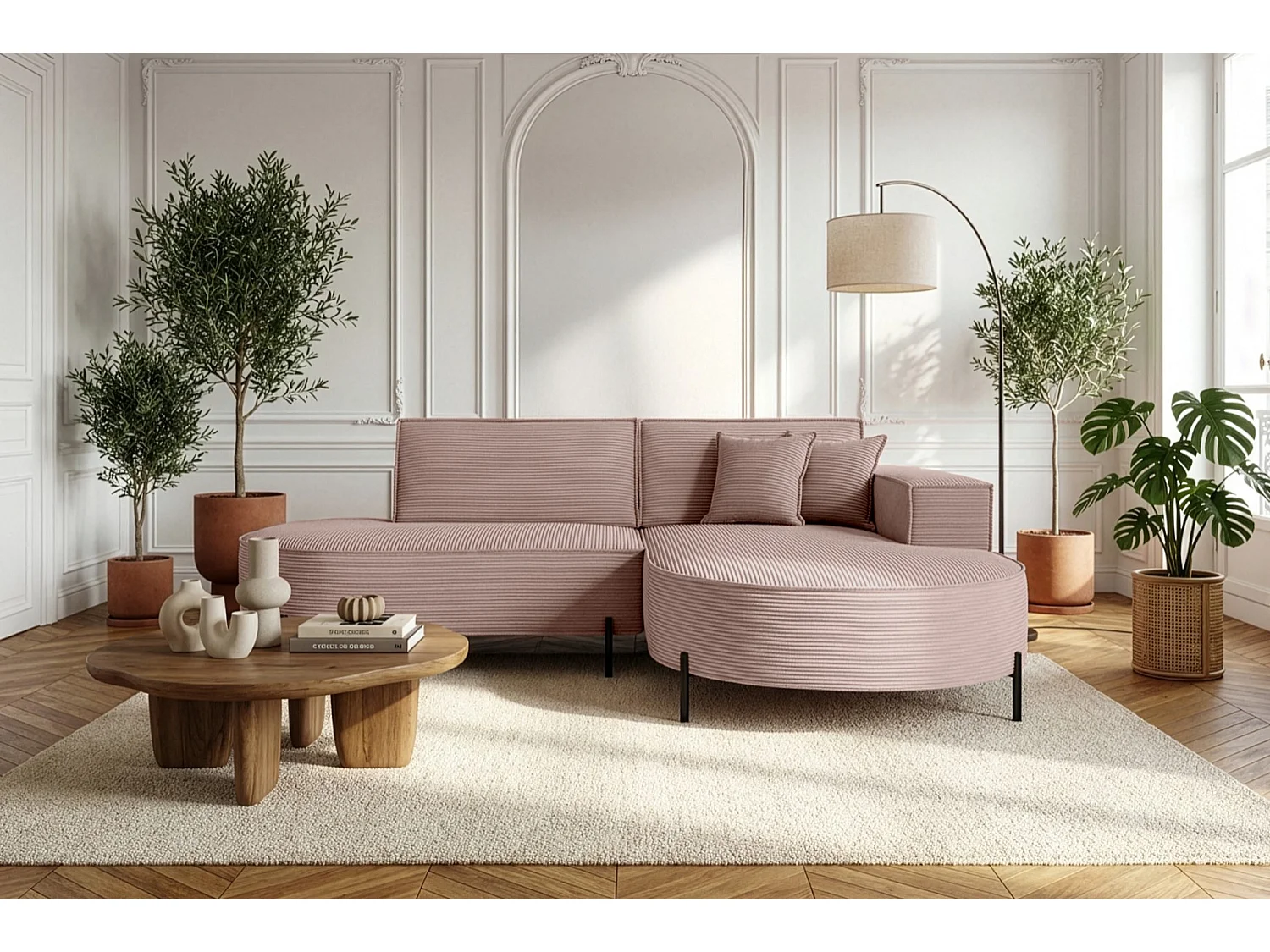 Hoekbank Parma Studio Hills, stof Poso, rechts, roze (27)