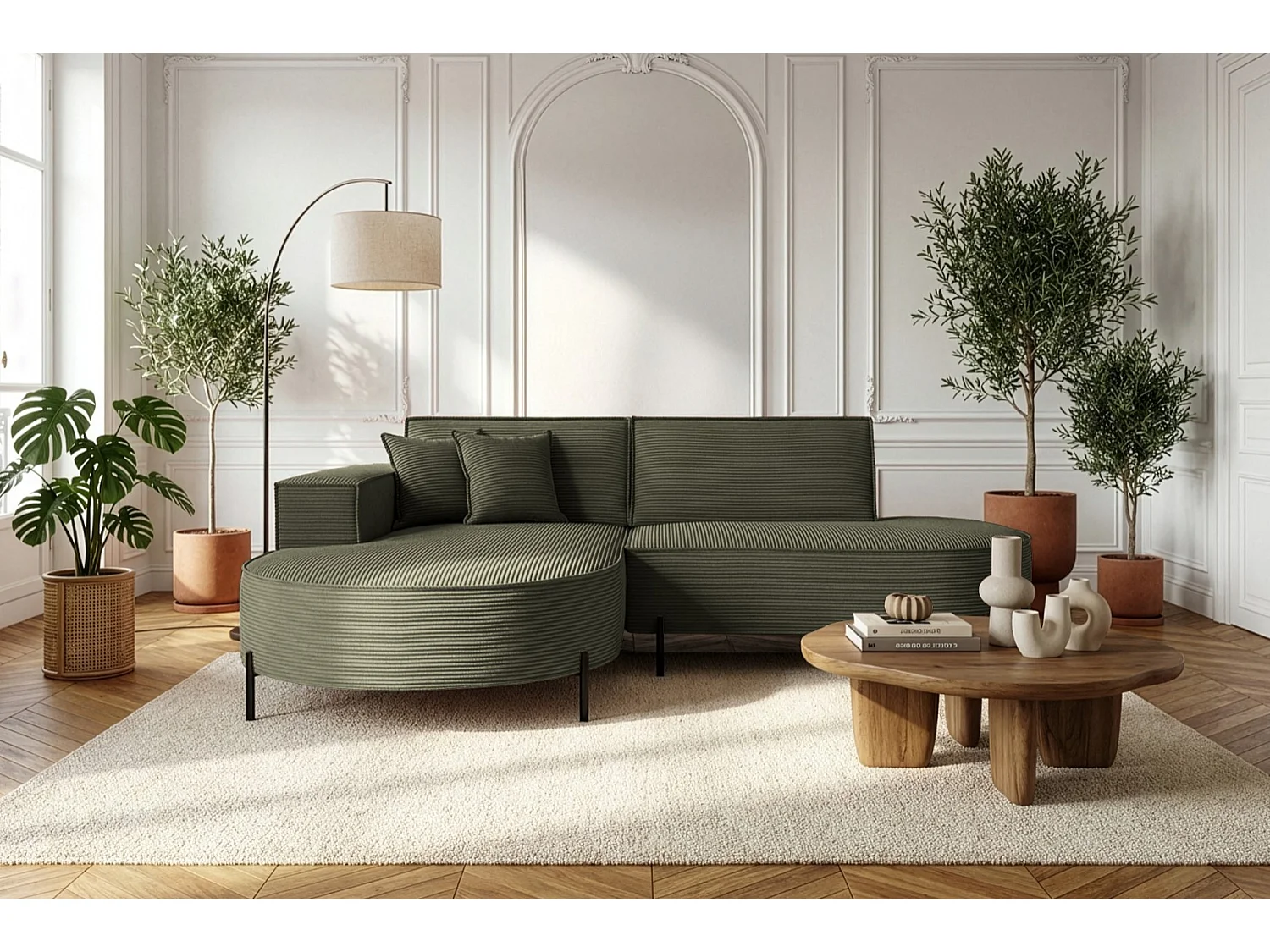 Hoekbank Parma Studio Hills, stof Poso, links, groen (46)