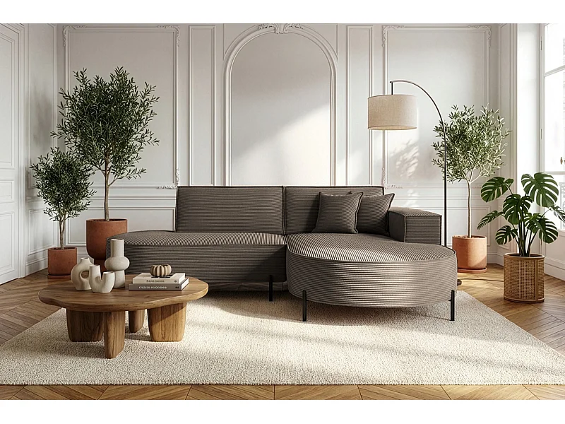 Canapé d'angle Parma Studio Hills, tissu Poso, droit, marron clair (04)