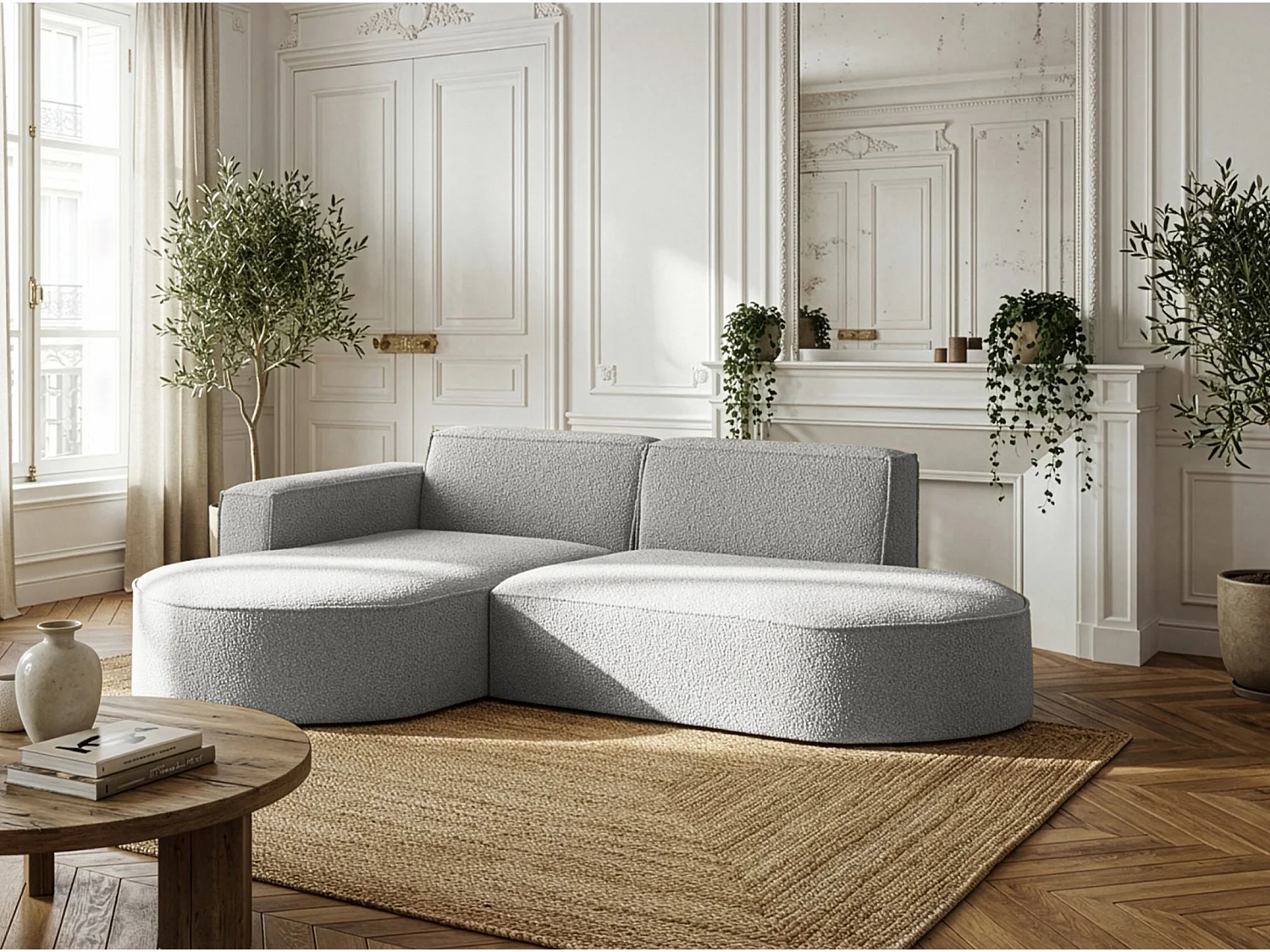 Narożnik Parma Studio, do salonu, tkanina Quelle, lewy, jasnoszary (83)