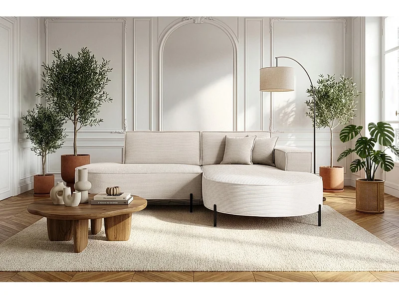 Canapé d'angle Parma Studio Hills, tissu Poso, droit, crème (105)