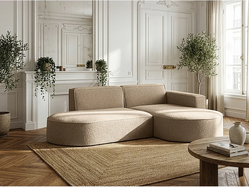 Canapé d'angle Parma Studio, pour salon, tissu Quelle, droit, beige foncé (18)