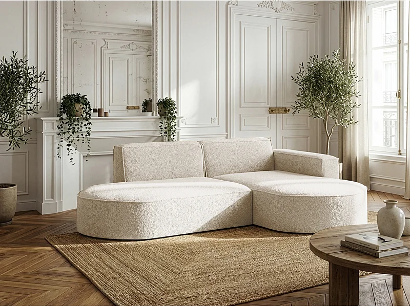 Canapé d'angle Parma Studio, pour salon, tissu Quelle, droit, crème (02)