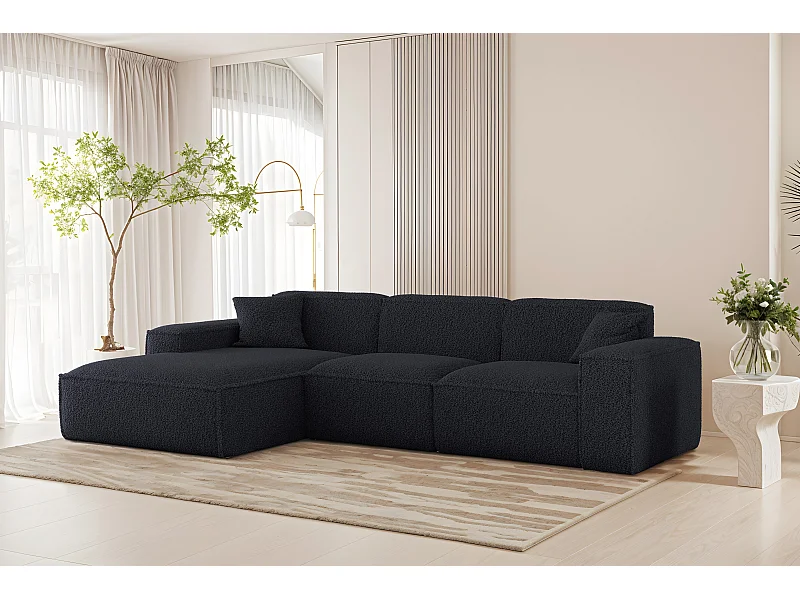 Canapé d'angle Luga L gauche, tissu Sven 89 bleu marine