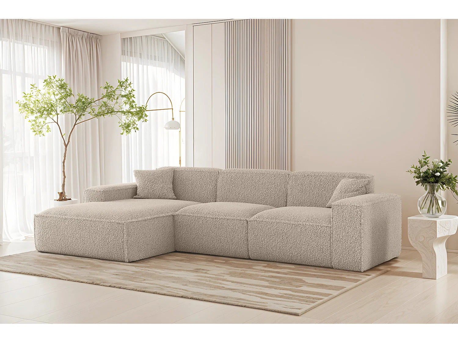 Hoekbank Luga L links, stof Sven 28 truffel